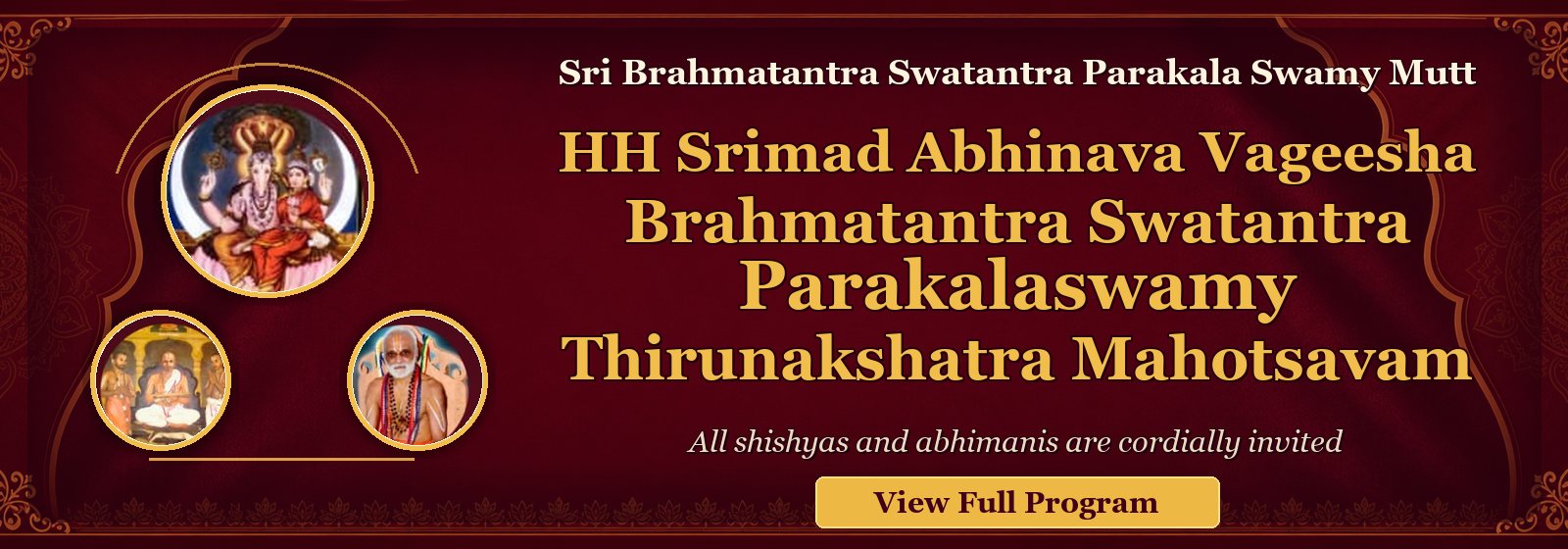 HH Srimad Abhinava Vageesha Brahmatantra Swatantra Parakalaswamy Thirunakshatra Mahotsavam, 10-14 May 2026